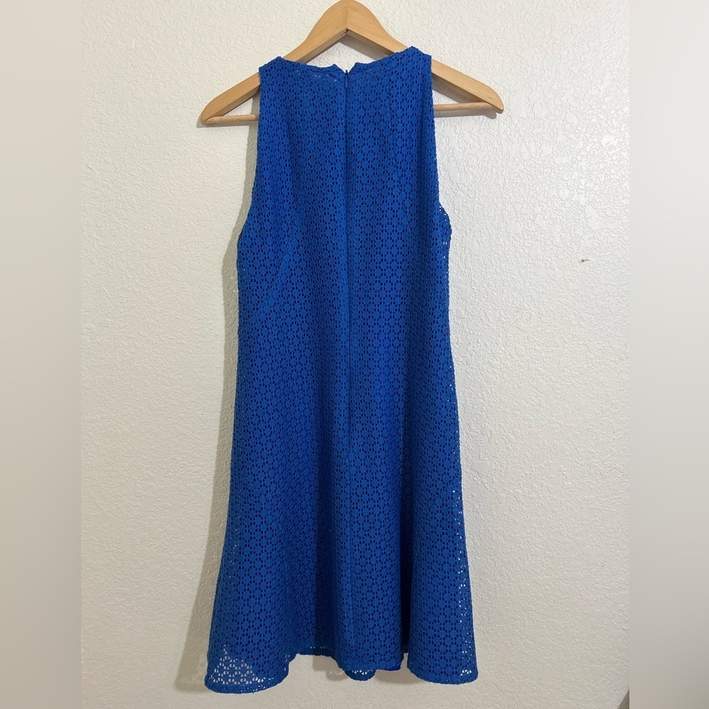 A-K-R-i-S PUNTO Akris blue knit dress, sleeveless with eyelet lace - Picture 6 of 10